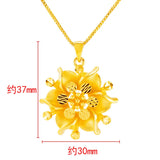 24k Flower Pendant Necklace for Women Boutique Bauhinia Necklaces Chain Jewelry