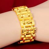 24k Pure Bracelet for Men Sandblasted Hand Chain