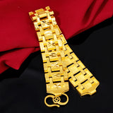 24k Pure Bracelet for Men Sandblasted Watch Buckle Hand Chain