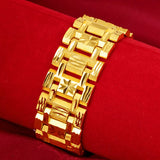 24k Pure Bracelet for Men Sandblasted Watch Buckle Hand Chain