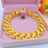 24k Pure Fried Dough Twist Bracelet for Men 999 Bracelet Bangle