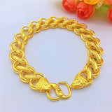 24k Pure Fried Dough Twist Bracelet for Men 999 Bracelet Bangle