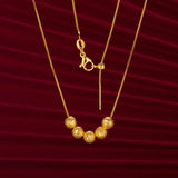 24k Pure Yellow Frosted Lucky Beads Necklace for Women Girl