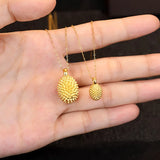 24k Pure Yellow Golden Durian Pendant Necklace Chocker Chain
