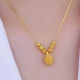 24k Pure Yellow Golden Durian Pendant Necklace Chocker Chain