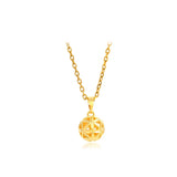 24k Yellow Hollow Lucky Beads Necklace for Women Chocker Chain Jewelry