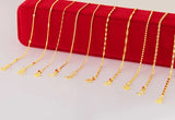 24k Pure Yellow Necklace Water Wave Chain for Women Pendant Jewelry