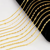 24k Pure Yellow Necklace Water Wave Chain for Women Pendant Jewelry