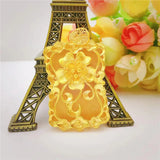 24k Pure Yellow Square Flower Pendant Necklace for Men Women