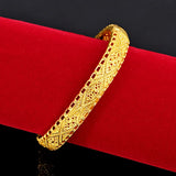 24k Real Hollow Women's Bracelet Bohemian Yellow Link Chain
