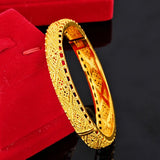 24k Real Hollow Women's Bracelet Bohemian Yellow Link Chain