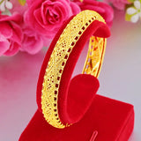 24k Real Hollow Women's Bracelet Bohemian Yellow Link Chain