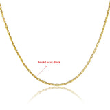 24k Real Necklace 2MM Rat Tail Chain Women's Wedding