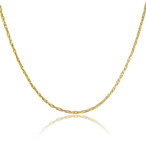 24k Real Necklace 2MM Rat Tail Chain Women's Wedding