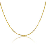 24k Real Necklace 2MM Rat Tail Chain Women's Wedding