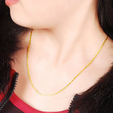 24k Real Necklace 2MM Rat Tail Chain Women's Wedding
