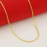 24k Real Necklace 2MM Rat Tail Chain Women's Wedding