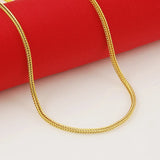 24k Real Necklace 2MM Snake Bone Necklace for Women's Wedding Birthday Gift