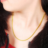 24k Real Necklace 2MM Snake Bone Necklace for Women's Wedding Birthday Gift