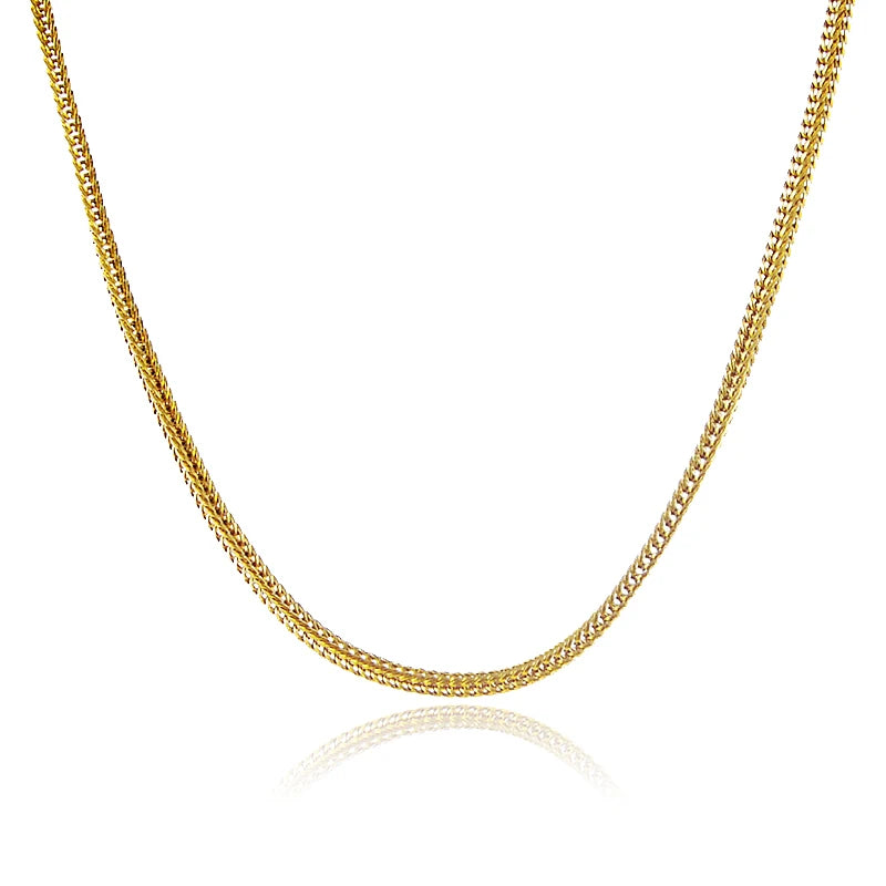 24k Real Necklace 2MM Snake Bone Necklace for Women's Wedding Birthday Gift