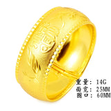 24k Yellow 25MM Dragon Phoenix Bracelet Women Concentric Happy Event