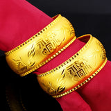 24k Yellow 25MM Dragon Phoenix Bracelet Women Concentric Happy Event