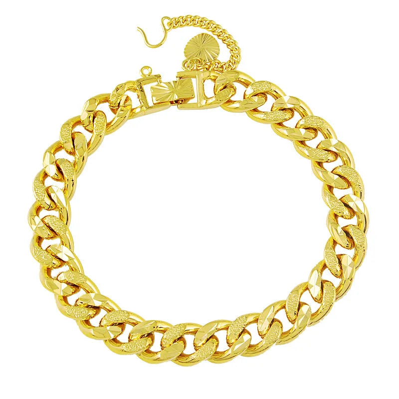 Vintage 24k Yellow Bracelet 9mm Frosted Chain
