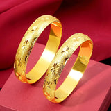 24k Yellow Bracelet for Women, Hollow Shaped Bridal Wedding Jewelry