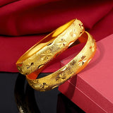 24k Yellow Bracelet for Women, Hollow Shaped Bridal Wedding Jewelry