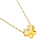24k Yellow Butterfly Necklace Women's Pure Chain Jewelry