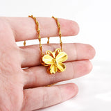 24k Yellow Butterfly Necklace Women's Pure Chain Jewelry
