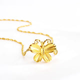 24k Yellow Butterfly Necklace Women's Pure Chain Jewelry
