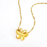 24k Yellow Butterfly Necklace Women's Pure Chain Jewelry
