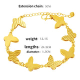 24k Yellow Butterfly Shaped Bracelets for Women Bridal Bracelet Bangles