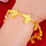 24k Yellow Butterfly Shaped Bracelets for Women Bridal Bracelet Bangles