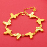 24k Yellow Butterfly Shaped Bracelets for Women Bridal Bracelet Bangles