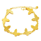 24k Yellow Butterfly Shaped Bracelets for Women Bridal Bracelet Bangles