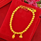 24k Yellow Bead Hand Chain Wedding Engagement Jewelry