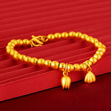 24k Yellow Bead Hand Chain Wedding Engagement Jewelry