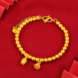 24k Yellow Bead Hand Chain Wedding Engagement Jewelry