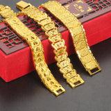 24k Yellow Dragon Strap Bracelet for Men Women