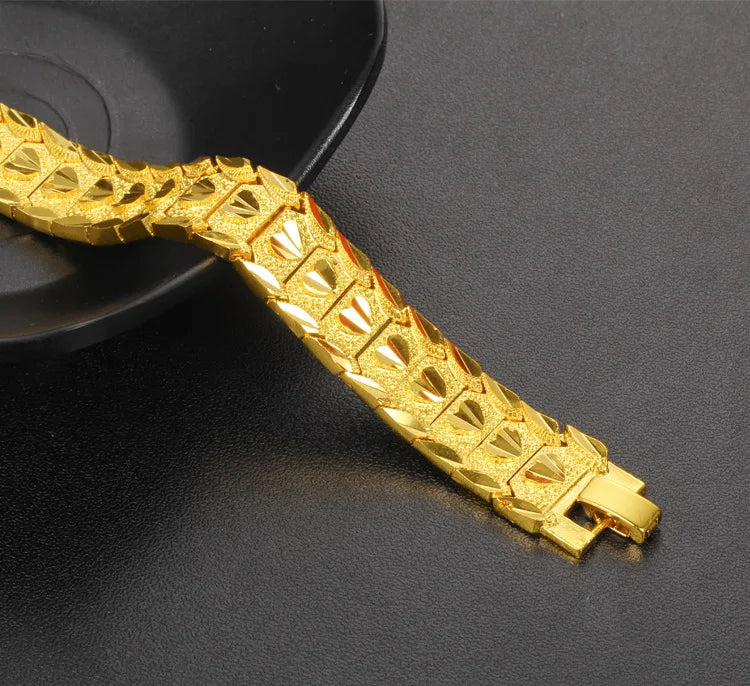 24k Yellow Dragon Strap Bracelet for Men Women
