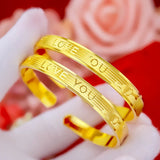 24k Yellow Love Bracelet for Women Wedding Engagement