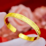 24k Yellow Love Bracelet for Women Wedding Engagement