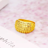 24k Yellow Open Bracelet Wide Brass Plated Gypsophila Ring for Women