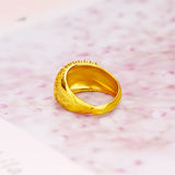 24k Yellow Open Bracelet Wide Brass Plated Gypsophila Ring for Women