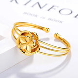 24k Yellow Flowers Open Bangle Wedding Anniversary Jewelry