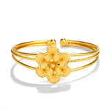 24k Yellow Flowers Open Bangle Wedding Anniversary Jewelry