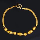 24k Yellow Pixiu Round Olive Beads Bracelet for Women