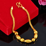 24k Yellow Pixiu Round Olive Beads Bracelet for Women